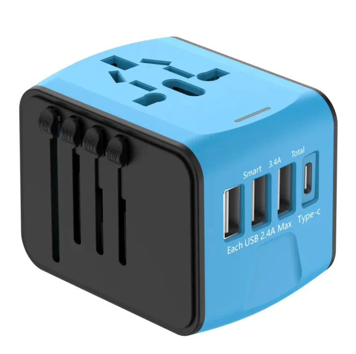 Multifunctional Travel Charger with 3 USB & Type-C Ports