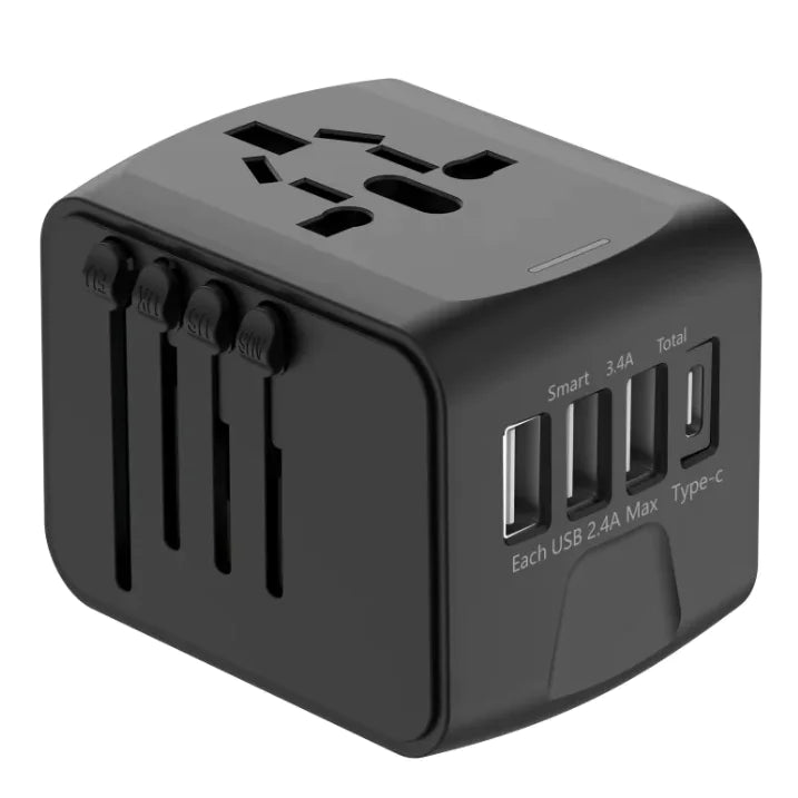 Multifunctional Travel Charger with 3 USB & Type-C Ports