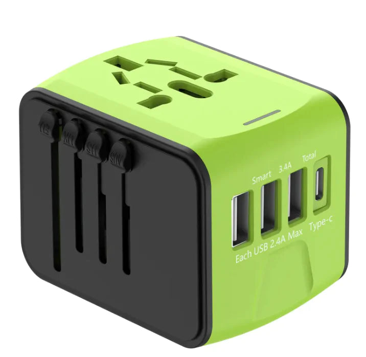 Multifunctional Travel Charger with 3 USB & Type-C Ports
